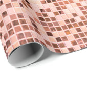 Roze roze goudvierkante mozaïektegels cadeaupapier (Rol Hoek)