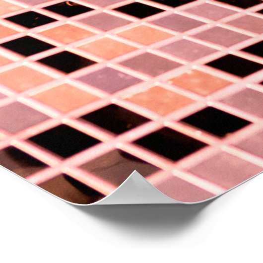 Roze roze goudvierkante mozaïektegels poster (Hoek)