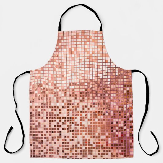 Roze roze goudvierkante mozaïektegels schort (Voorkant)