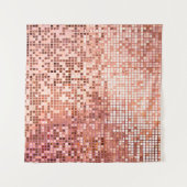 Roze roze goudvierkante mozaïektegels wandkleed (Voorkant (horizontaal))