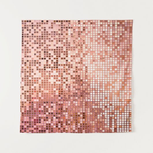 Roze roze goudvierkante mozaïektegels wandkleed (Voorkant (horizontaal))