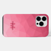 Roze roze Gradiënt Geometrisch Mesh Patroon Monogr iPhone Hoesje (Achterkant horizontaal)