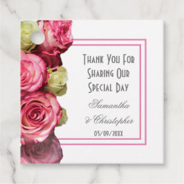 Roze roze grens dank je bruiloft bedankjes labels