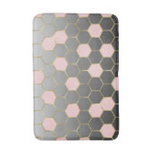 Roze Roze Grijs & Goud Zeshoek Modern Glam Badmat (Voorkant Verticaal)