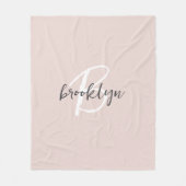 Roze Roze Grijs Schrift Monogram Naam Fleece Deken (Voorkant)