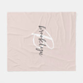 Roze Roze Grijs Schrift Monogram Naam Fleece Deken (Voorkant (Horizontaal))