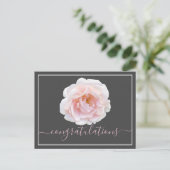 Roze roze grijze achtergrond Gefeliciteerd Briefkaart (Staand voorkant)