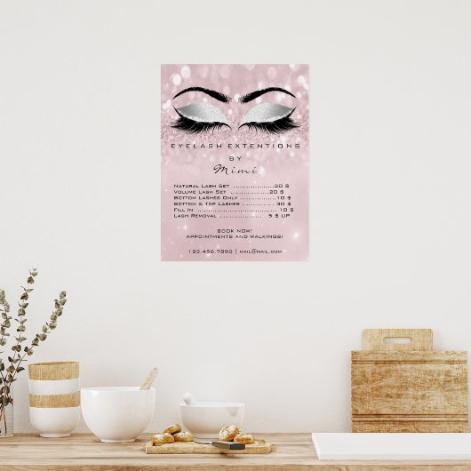 Roze roze grijze makreel met groene knollen prijze poster (Keuken)