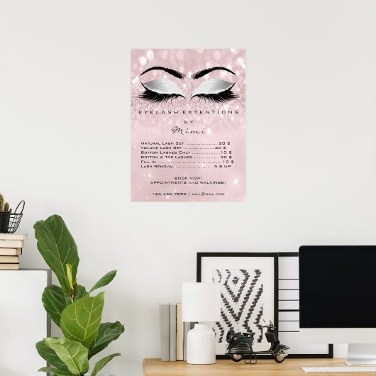 Roze roze grijze makreel met groene knollen prijze poster (Thuiskantoor)