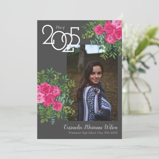 Roze roze grijze moderne aankondiging van Afstuder (Staand voorkant)