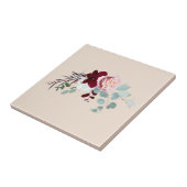 Roze Roze Groen Waterverf Bloemen Tegeltje (Zijkant)