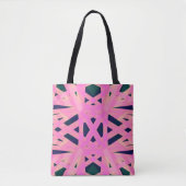 Roze roze groene blauwe kunst deco Geometrische da Tote Bag (Voorkant)