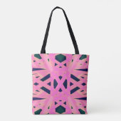 Roze roze groene blauwe kunst deco Geometrische da Tote Bag (Achterkant)