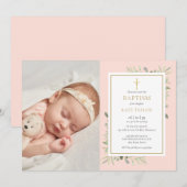 Roze Roze Groene Doop Foto Kaart (Voorkant / Achterkant)