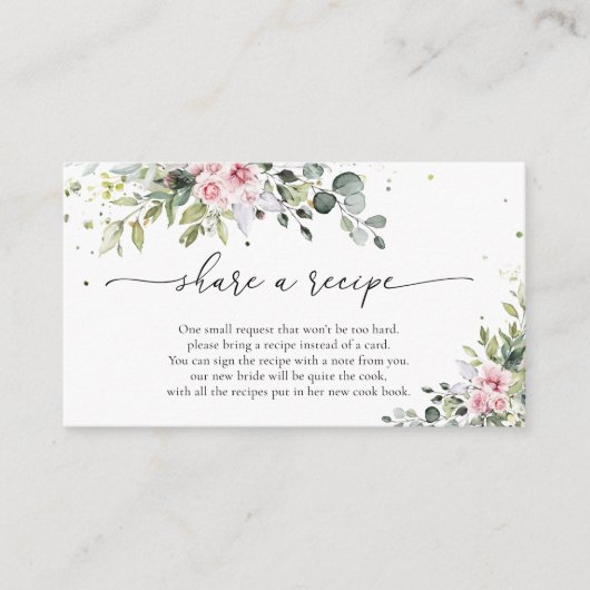 Roze Roze Groene Recept Aanvraag Kaart (Voorkant)