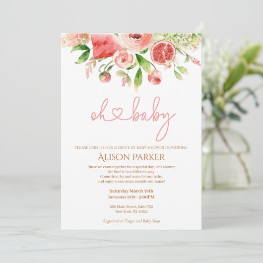 Roze roze groene roze auto's per Baby shower Kaart (Staand voorkant)