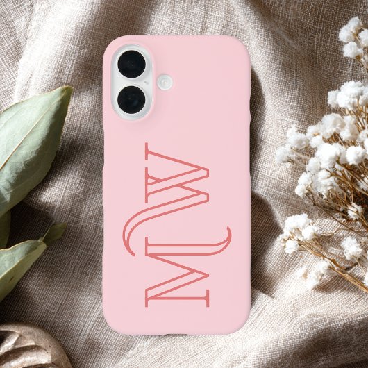 Roze Roze Grote Beginletters Monogram Eenvoudig Mi Case-Mate iPhone Case