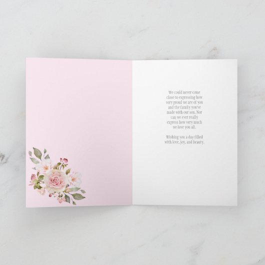 Roze roze grote papieren papieren Moederdag Kaart (Binnen)