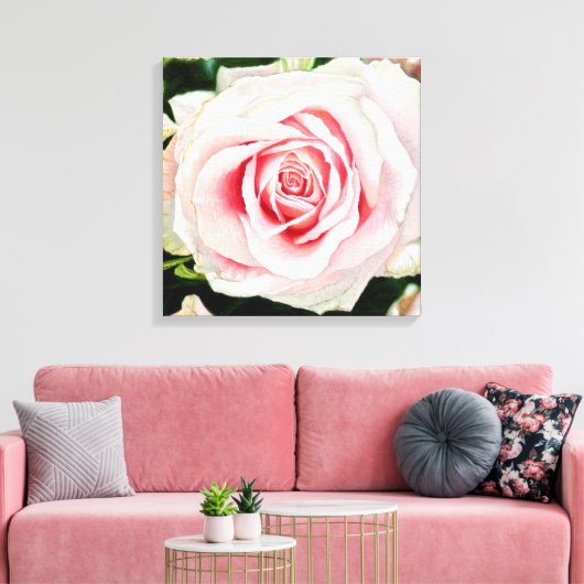 Roze Roze Hand-getrokken Potlood Crayon Art Print (Insitu (Woonkamer))
