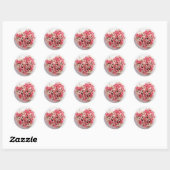 Roze roze hartslag draaiknok ronde sticker (Vel)