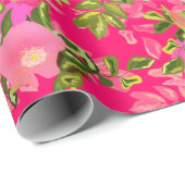 Roze roze heup, roze wild roos heup cadeaupapier (Rol Hoek)