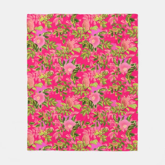 Roze roze heup, roze wild roos heup fleece deken (Voorkant)