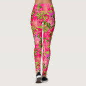 Roze roze heup, roze wild roos heup leggings (Achterkant)