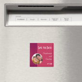 Roze/Roze Hout Graan Bruiloft Aankondiging Magneet (Insitu (Vaatwasser))