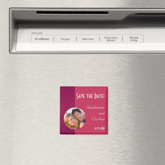 Roze/Roze Hout Graan Bruiloft Aankondiging Magneet (Insitu (Vaatwasser))