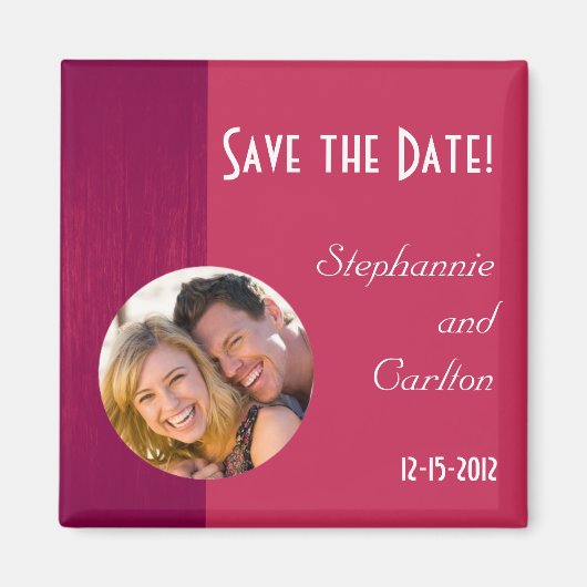 Roze/Roze Hout Graan Bruiloft Aankondiging Magneet (Voorkant)