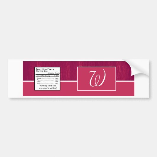 Roze/Roze Houtkorrel Wedding Water Fles Label Bumpersticker (Voorkant)
