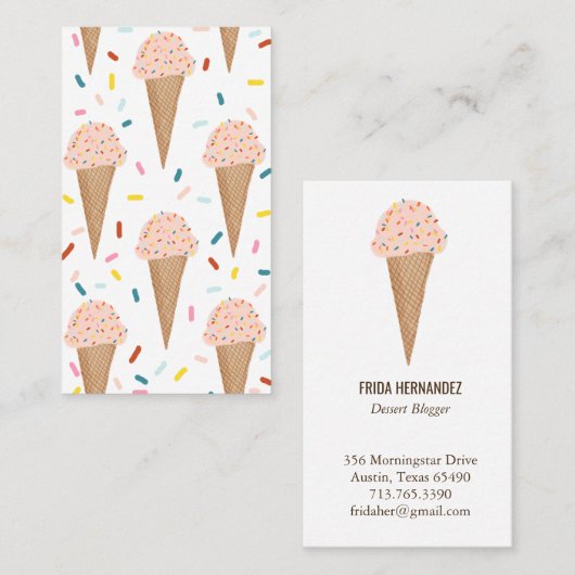 Roze roze ijsappelpitten visitekaartje (Voorkant / Achterkant)