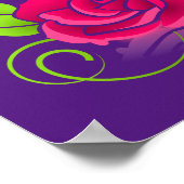 Roze roze illustratie op een Paarse achtergrond Poster (Hoek)