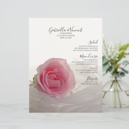 Roze roze in het menu Witte bruiloften (Staand voorkant)