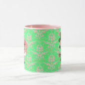 Roze Roze Initiaal Groen Patroon Mok (Midden)