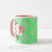 Roze Roze Initiaal Groen Patroon Mok (Voorkant links)