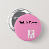 roze, roze is kracht ronde button 5,7 cm (Voorkant /achterkant)