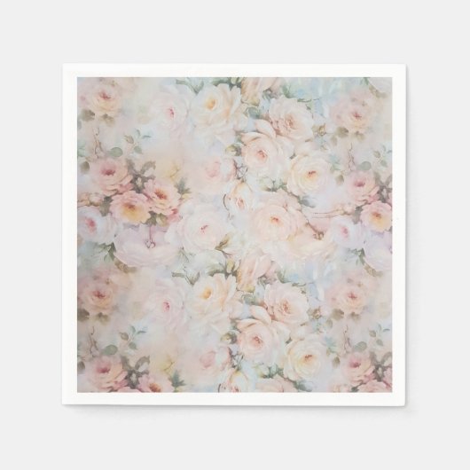  roze roze ivoor - rozen floreren servet (Voorkant)