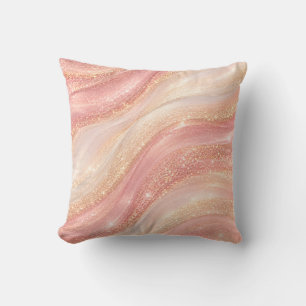 Roze Roze Ivoorkleurige Nep Glitter Golven Kussen