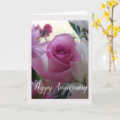 Roze roze Jubileum Kaart (Gele Bloem)