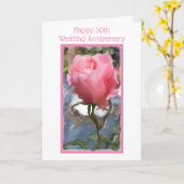 Roze roze Jubileum op 30e bruiloft gepersonaliseer Kaart (Gele Bloem)