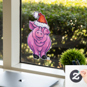 Roze roze kerstvensterskist raamsticker