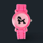 Roze roze Kind van 1950 Horloge<br><div class="desc">Breek je bobbysokken en zadelschoenen uit en begin te dansen! De roze roze roodroze roodrok geïnspireerd door het Kind Watch van 1950 ziet er uit als een klassieke poodle rok van 1950. Het ontwerp is voorzien van een zwart silhouet van een poedel op een roze achtergrond. Het begint veel te...</div>