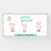 Roze roze kinderen Birthday Party Banner (Horizontaal)