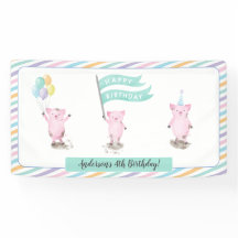 Roze roze kinderen Birthday Party Banner