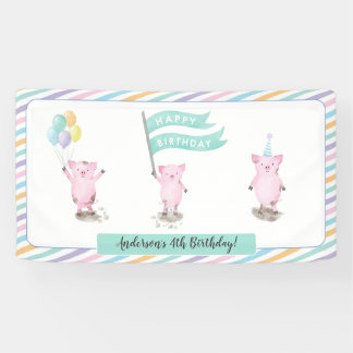 Roze roze kinderen Birthday Party Banner