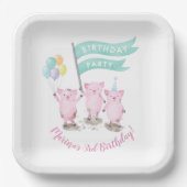 Roze roze kinderen van afgelopen dag papieren bordje (Voorkant)