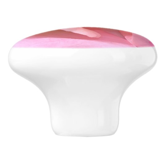 Roze roze klaver keramische knop (Zijkant)