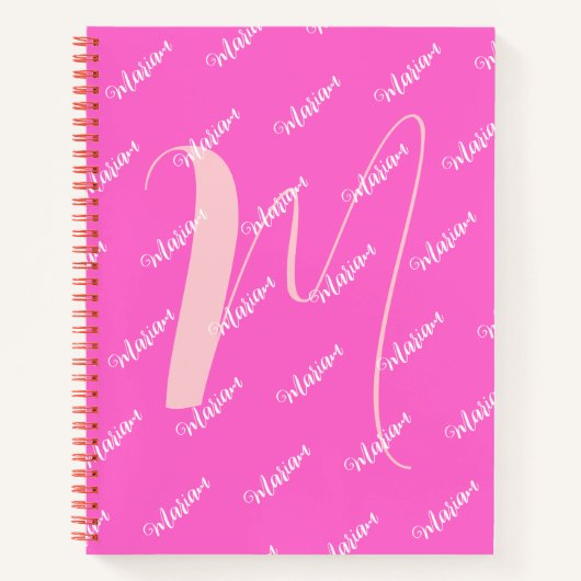 Roze Roze Kleur - Initiële Naam Met Monogram Notitieboek (Voorkant)