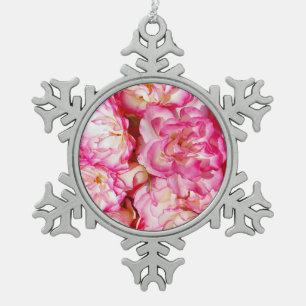 Roze roze koninklijke kerstversiering tin sneeuwvlok ornament